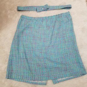 Handmade Light Turquoise Textured Straight Skirt, 18